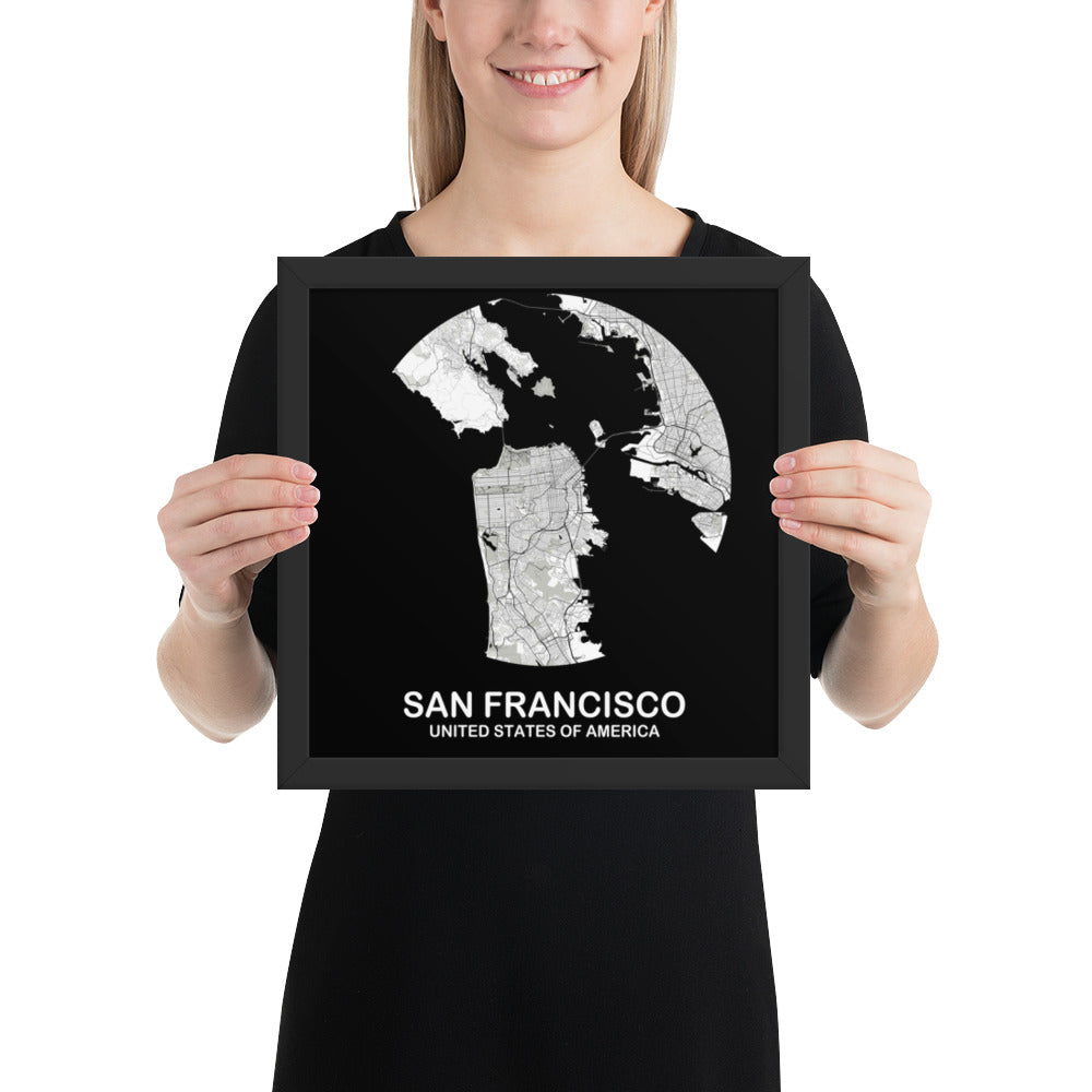 San Francisco Circular White Framed Map