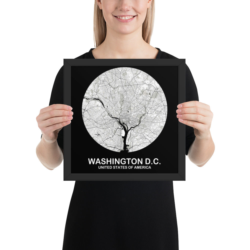 Washington, D.C. Circular White Framed Map