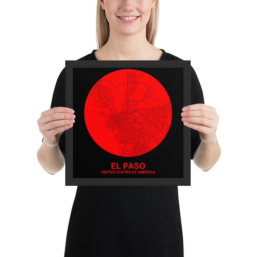 El Paso Circular Red Framed Map