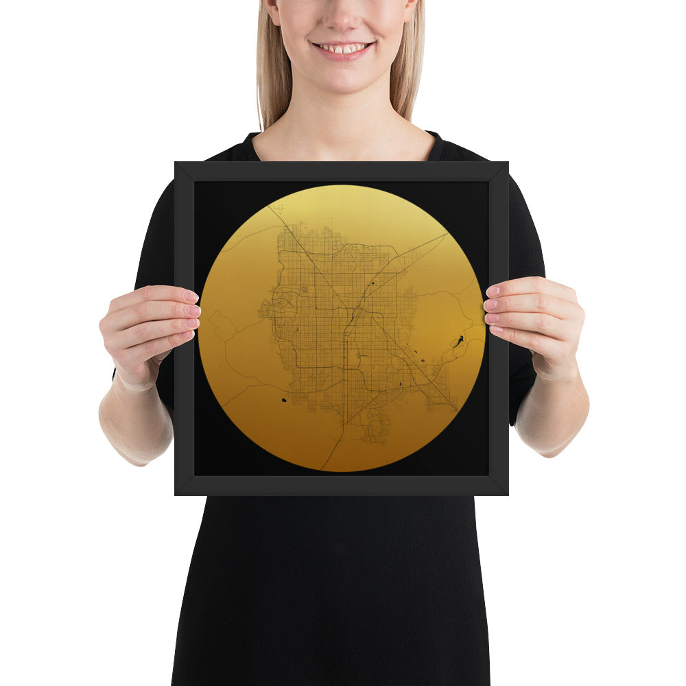 Las Vegas Gold on Black Framed Map