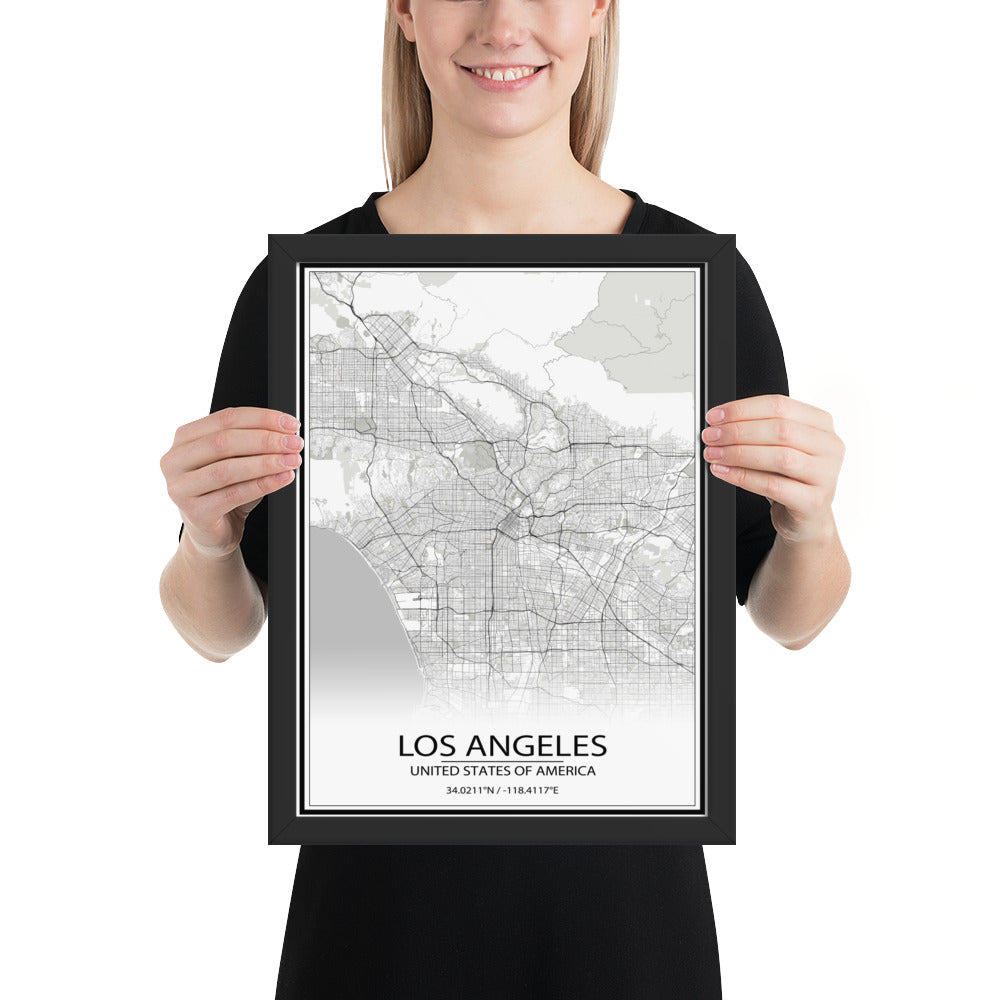 Los Angeles White Framed Map