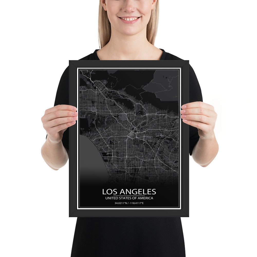 Los Angeles Black Framed Map