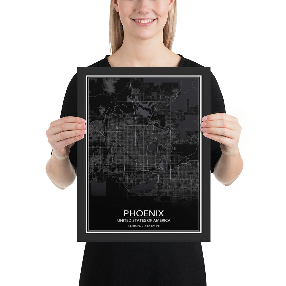 Phoenix Black Framed Map