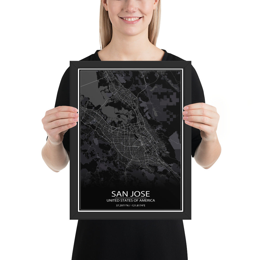 San Jose Black Framed Map