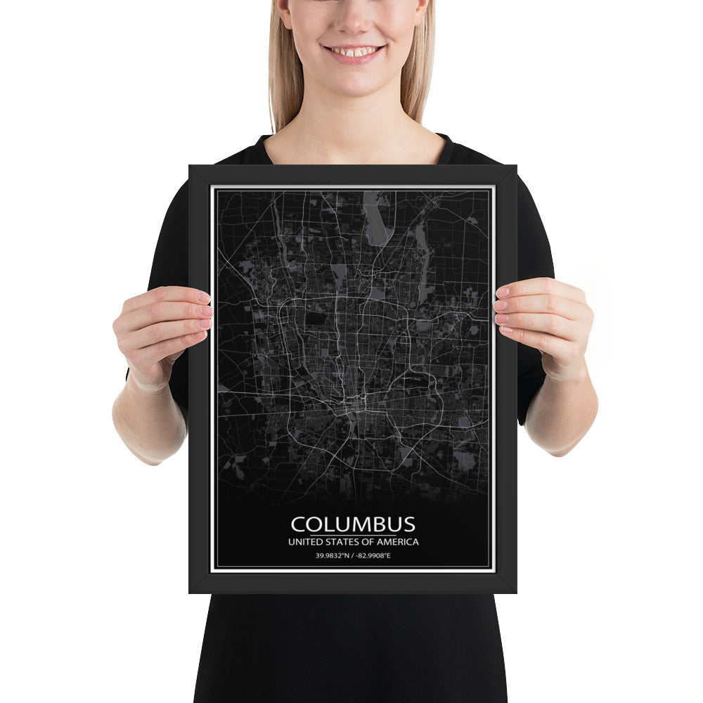 Columbus Black Framed Map