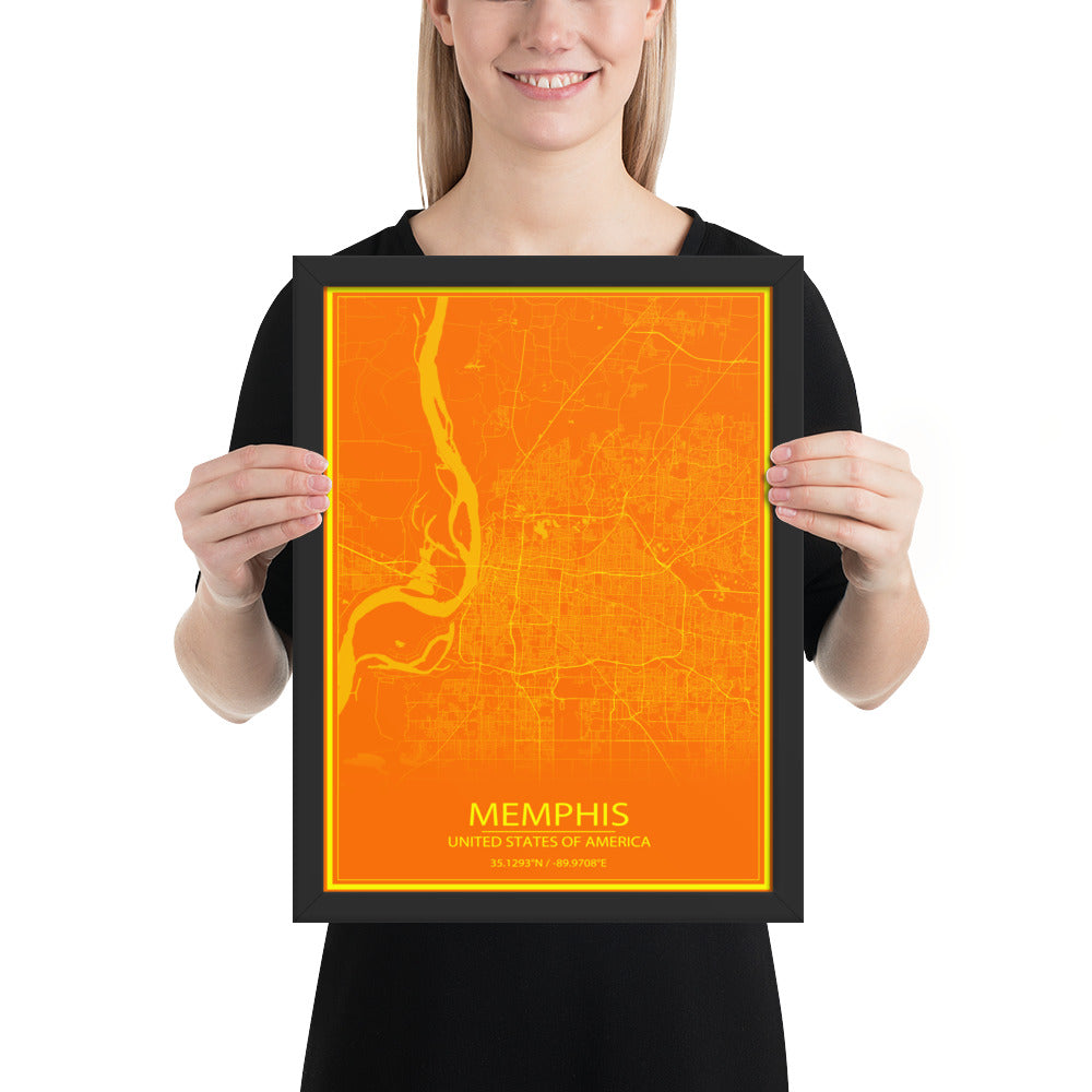 Memphis Orange and Yellow Framed Map