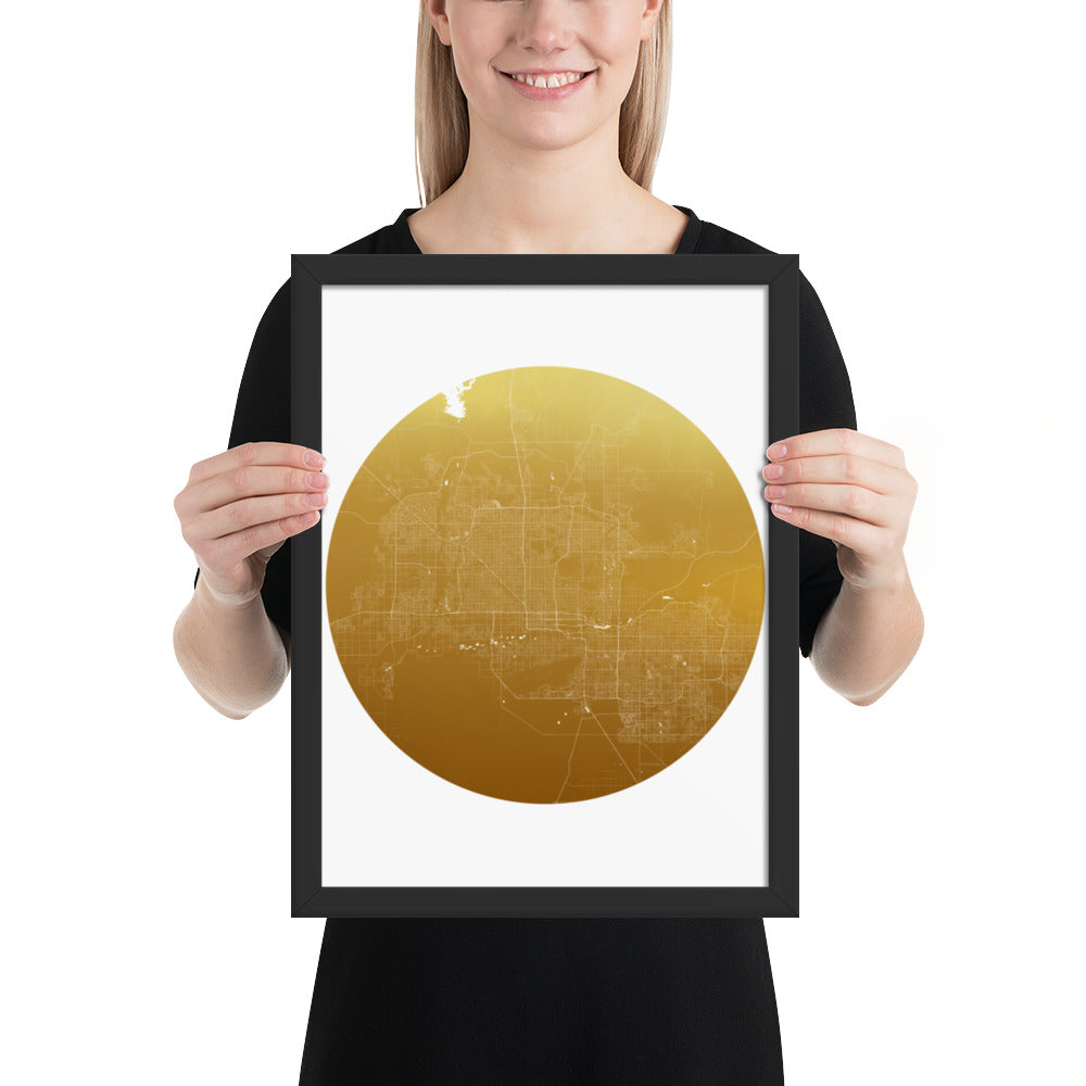 Phoenix Gold on White Framed Map