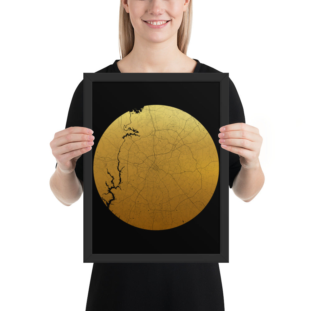 Charlotte Gold on Black Framed Map