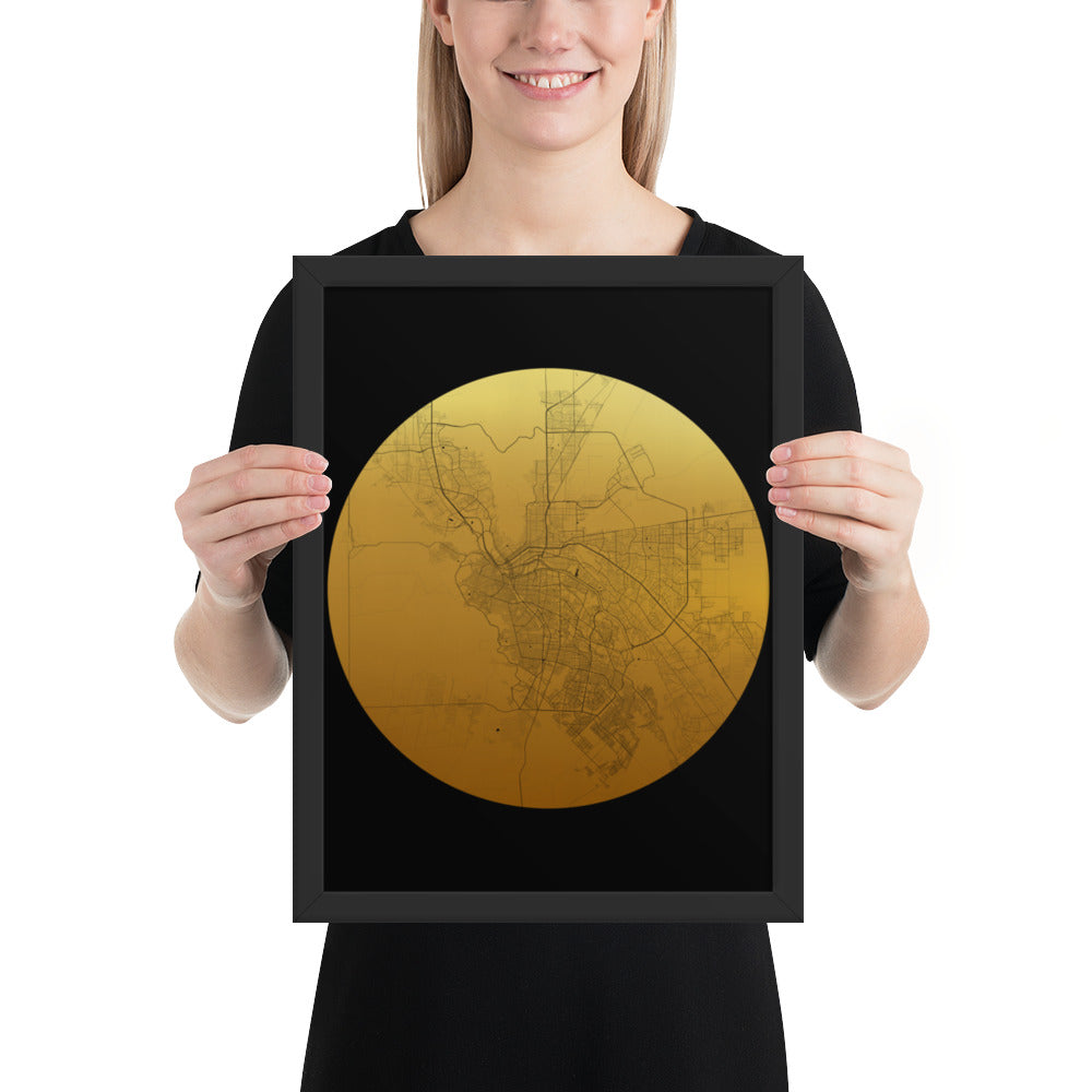 El Paso Gold on Black Framed Map