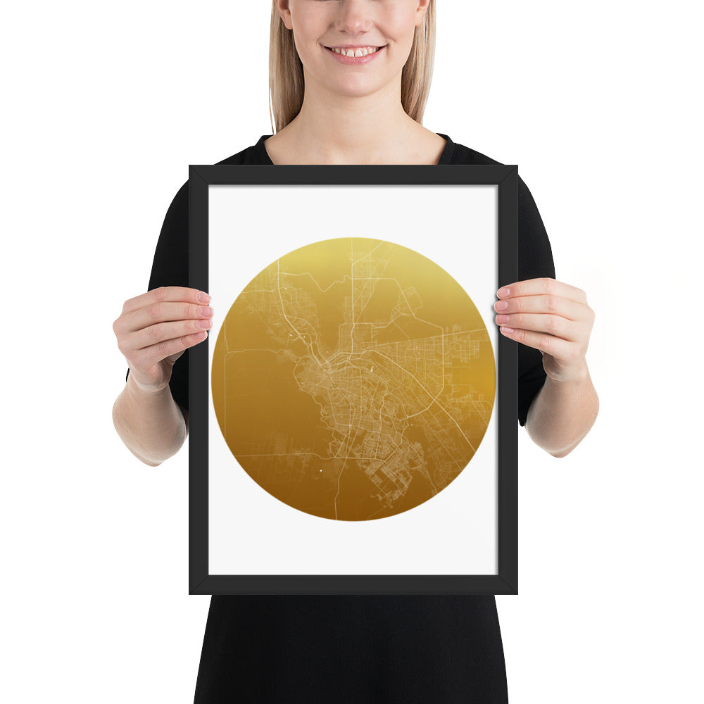 El Paso Gold on White Framed Map