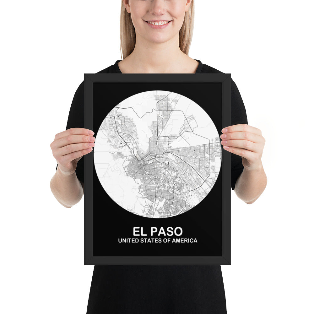 El Paso Circular White Framed Map