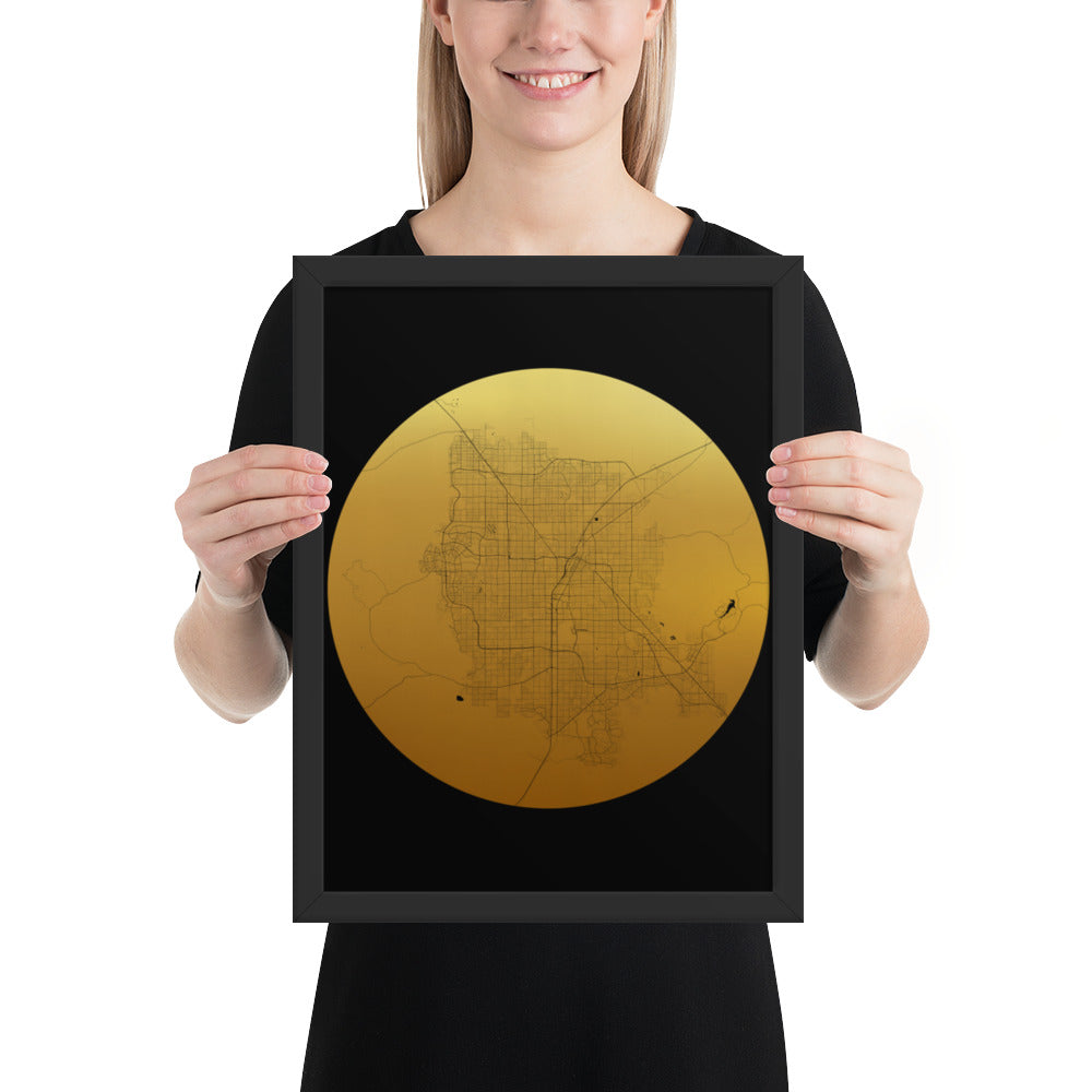 Las Vegas Gold on Black Framed Map