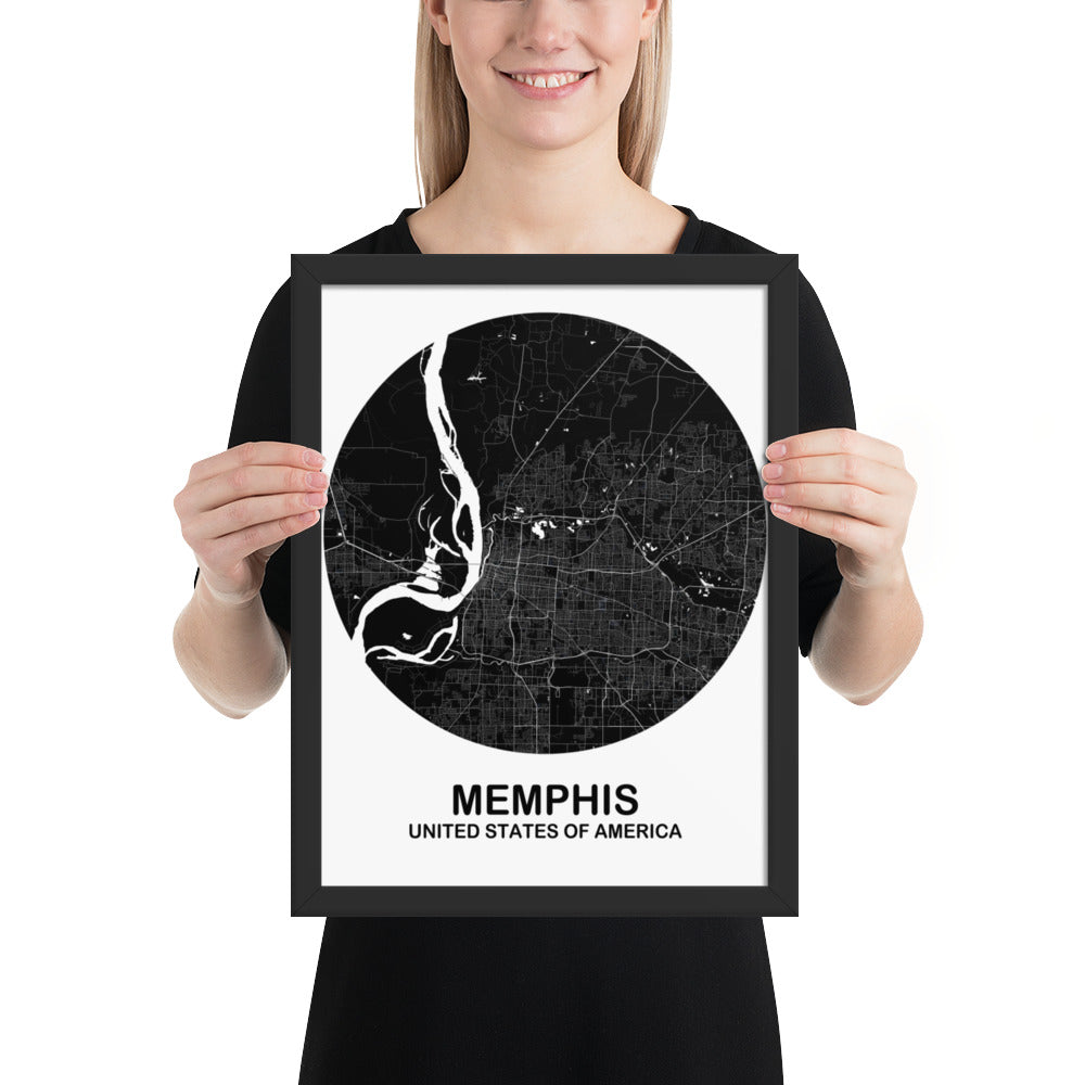 Memphis Circular Black Framed Map