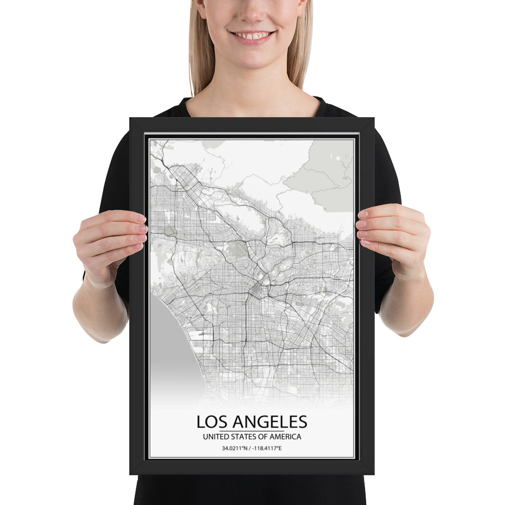 Los Angeles White Framed Map