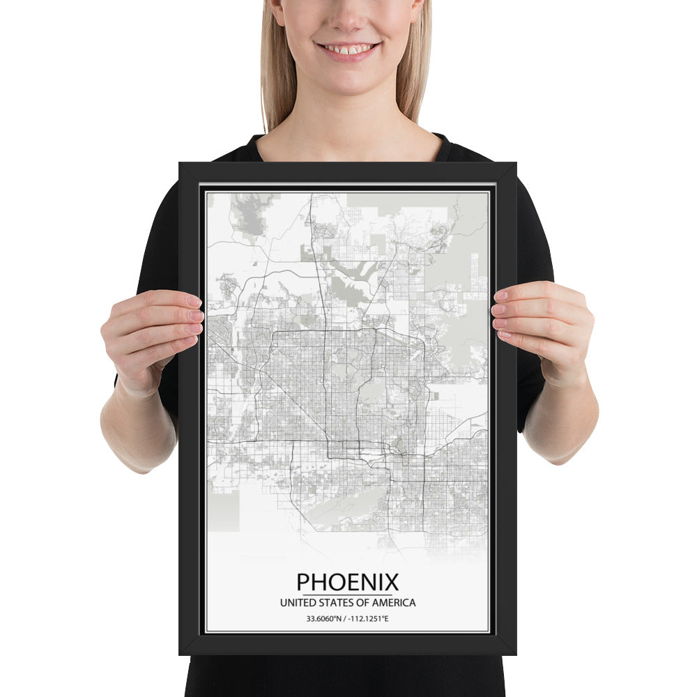 Phoenix White Framed Map