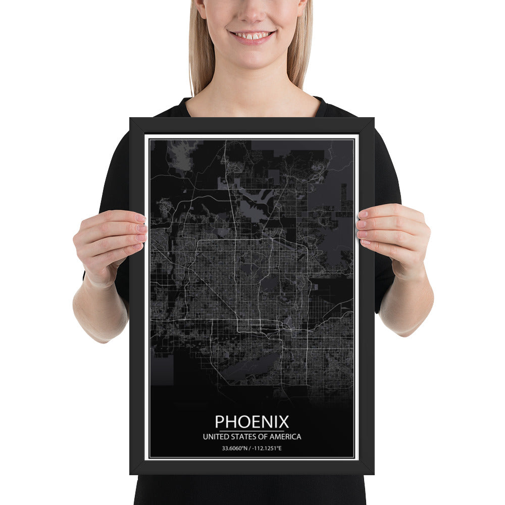 Phoenix Black Framed Map