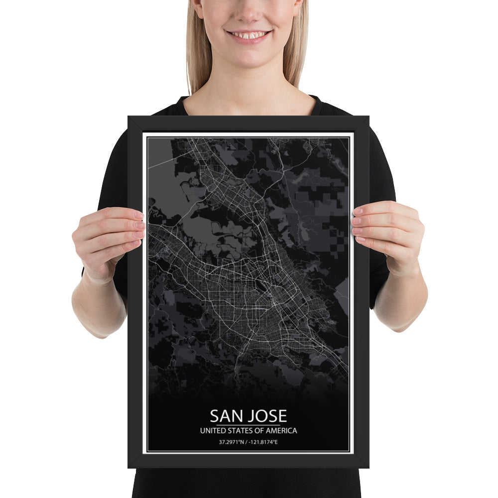 San Jose Black Framed Map