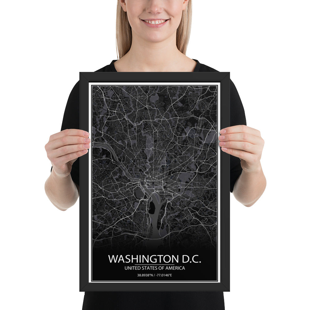 Washington, D.C. Black Framed Map