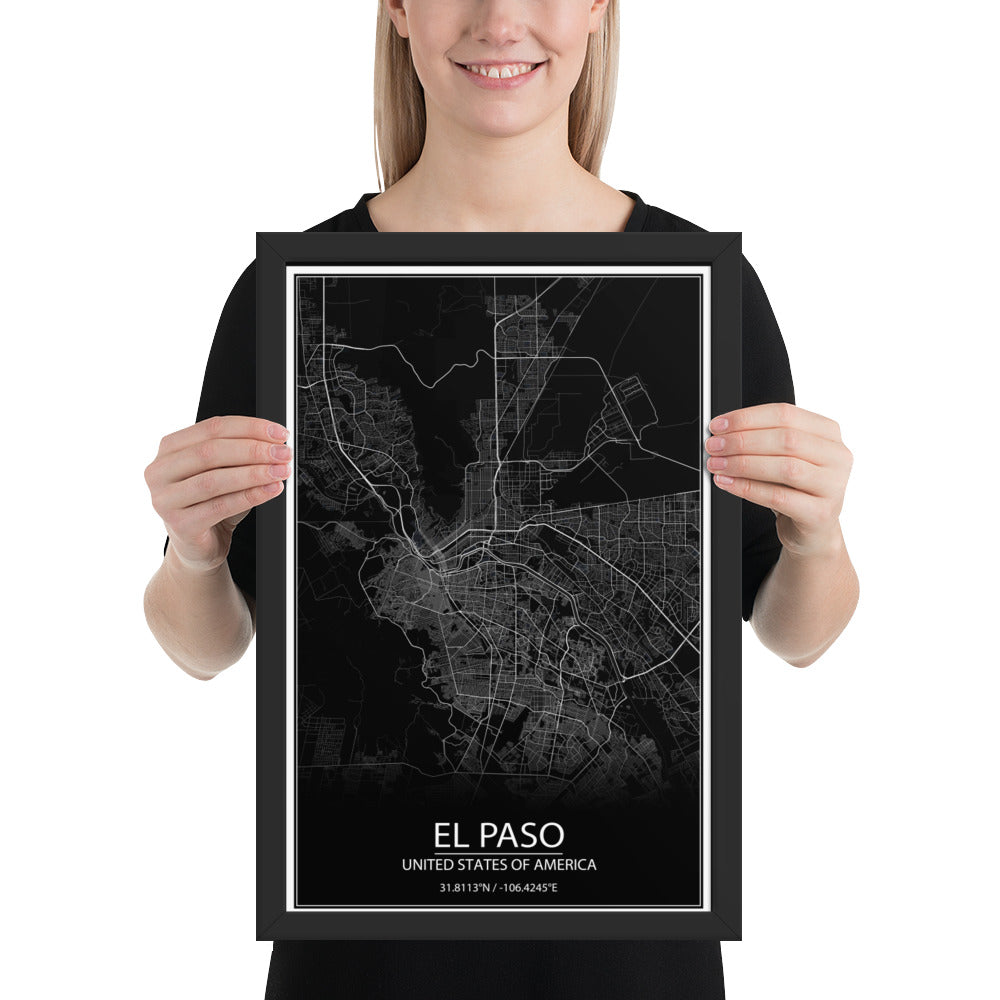 El Paso Black Framed Map