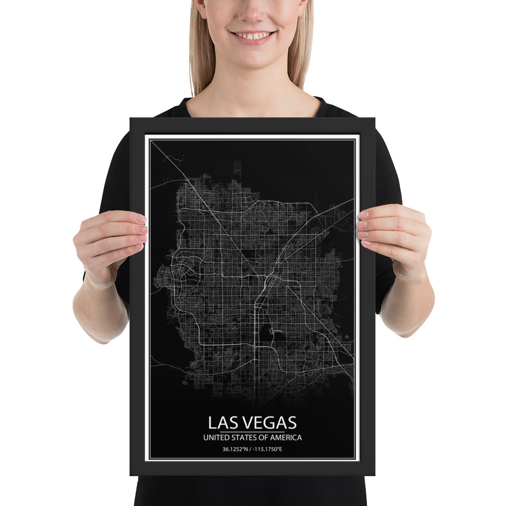 Las Vegas Black Framed Map