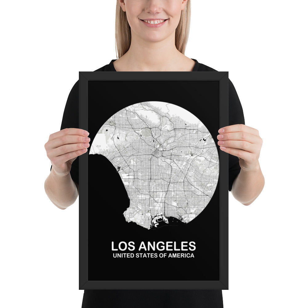 Los Angeles Circular White Framed Map