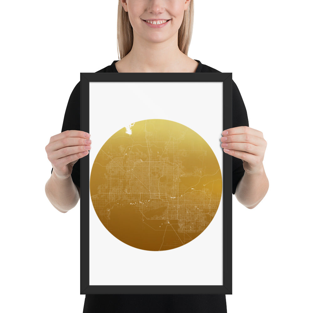 Phoenix Gold on White Framed Map