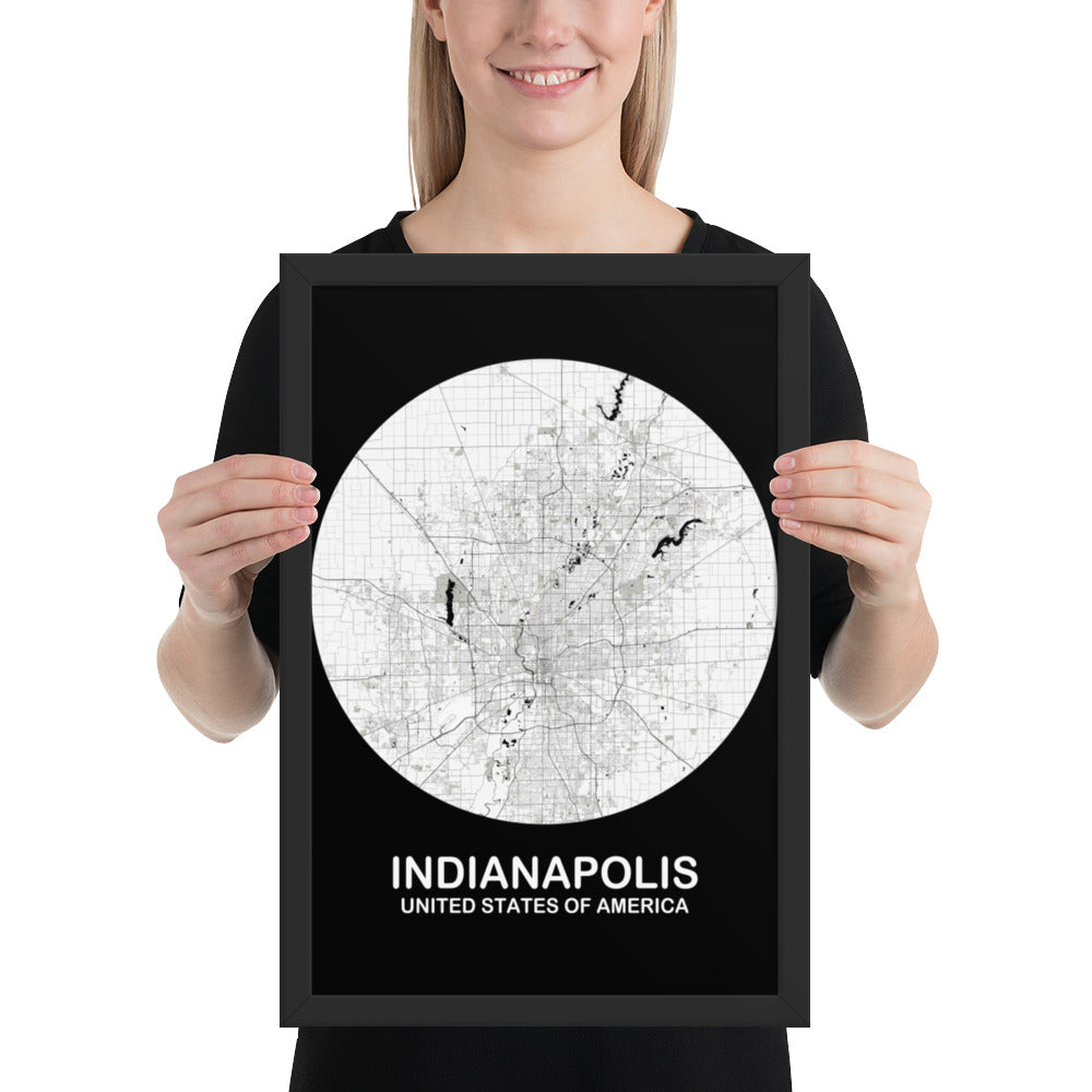 Indianapolis Circular White Framed Map