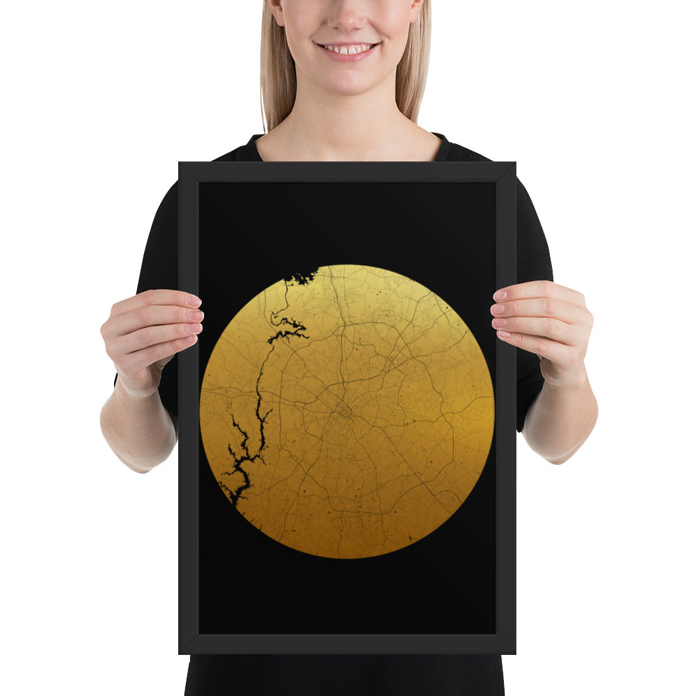 Charlotte Gold on Black Framed Map