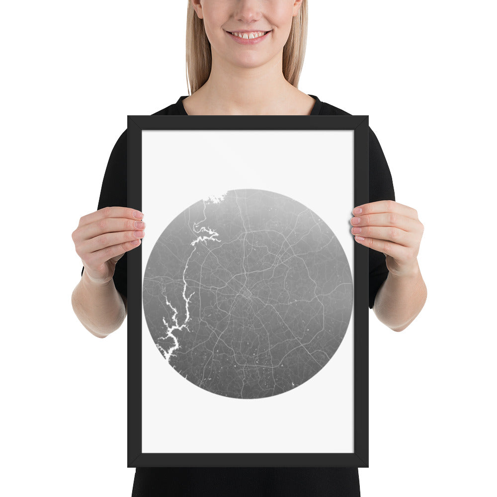 Charlotte Silver on White Framed Map