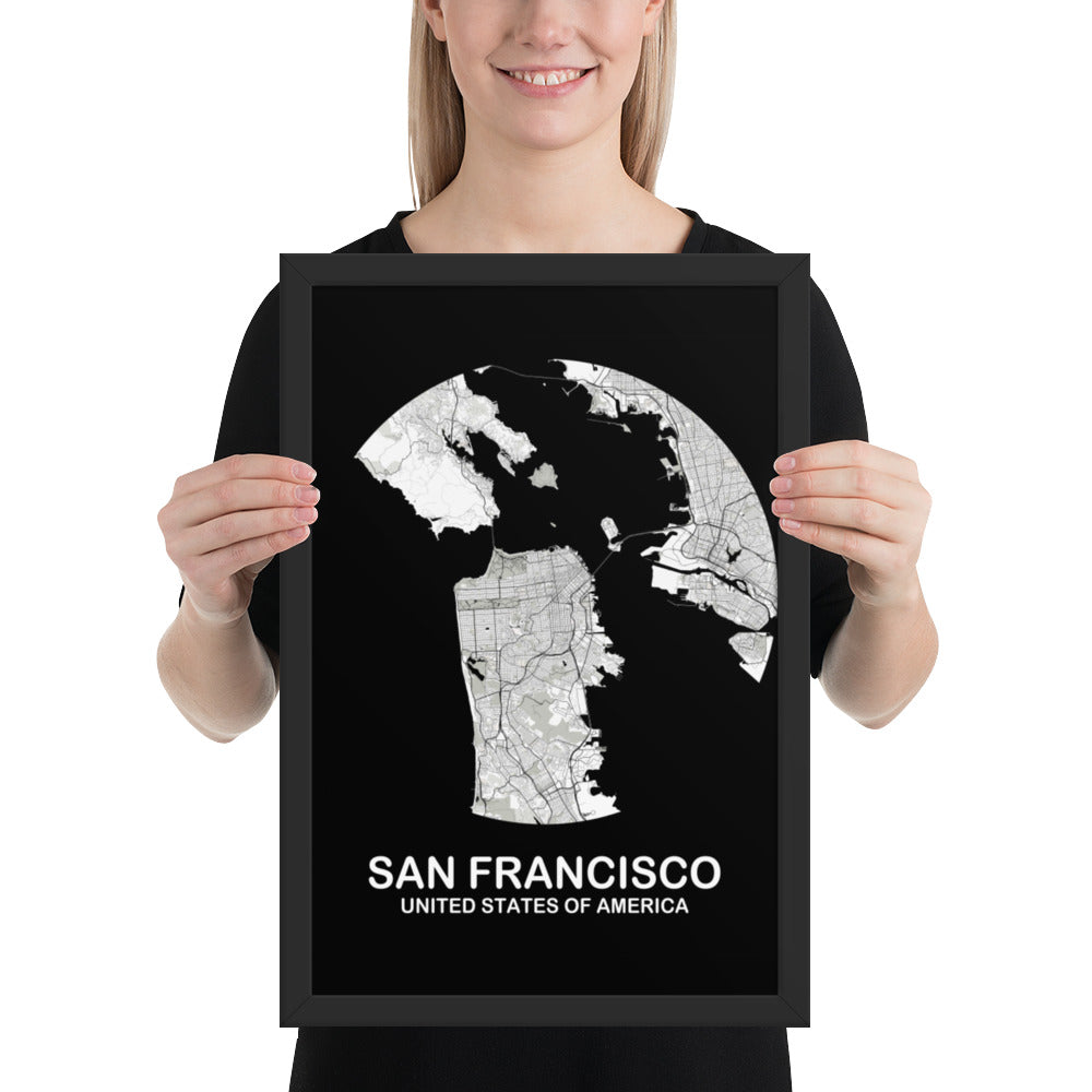 San Francisco Circular White Framed Map