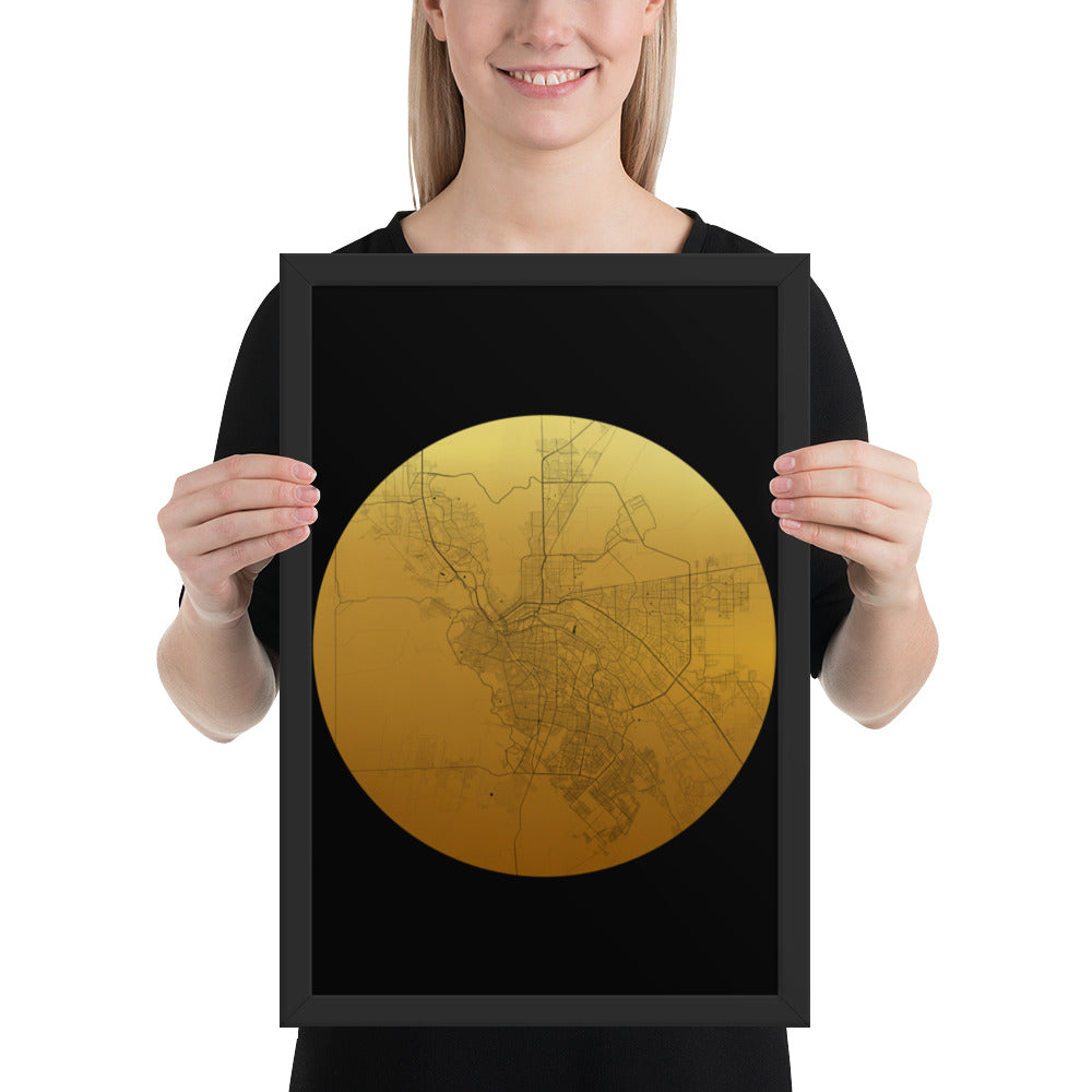 El Paso Gold on Black Framed Map