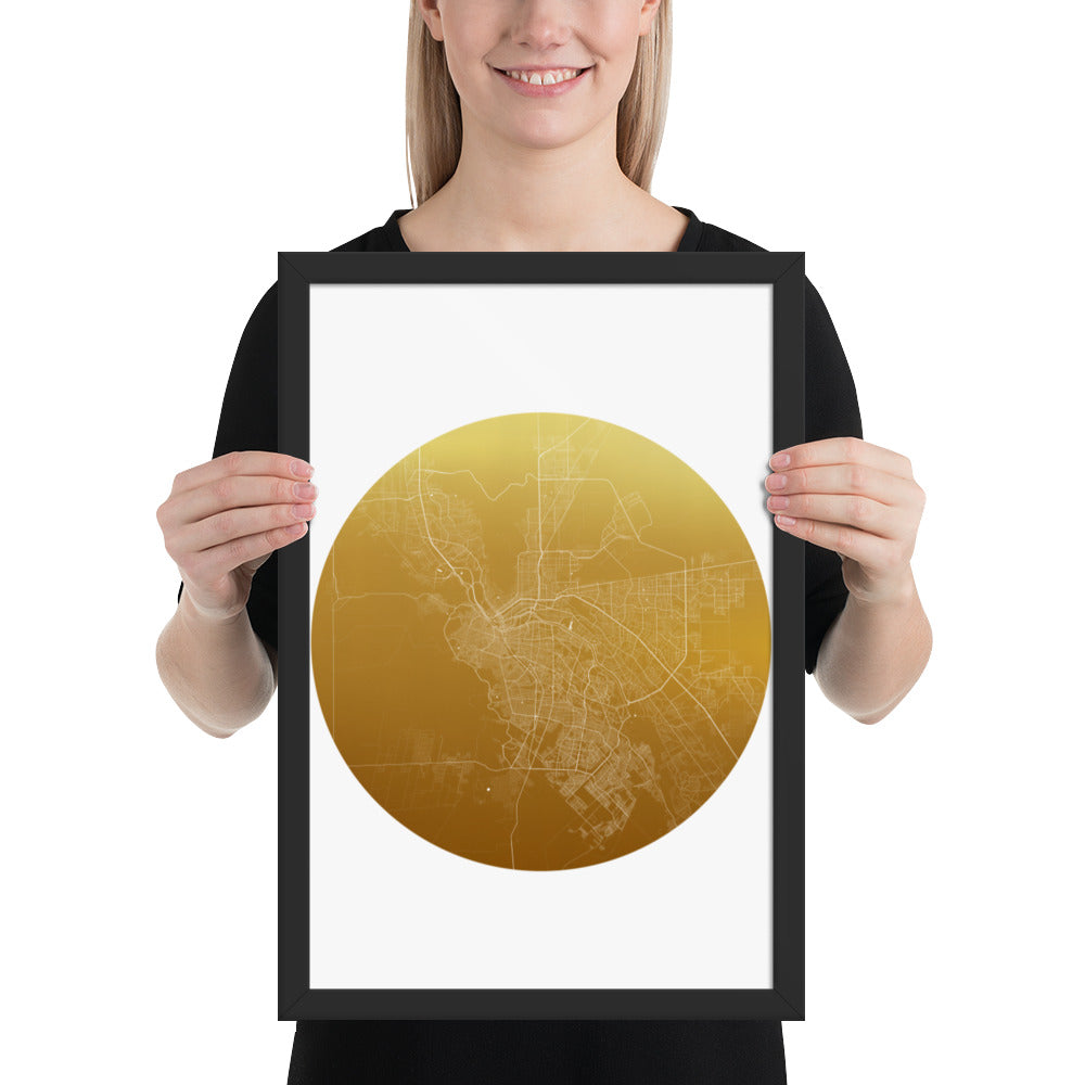 El Paso Gold on White Framed Map