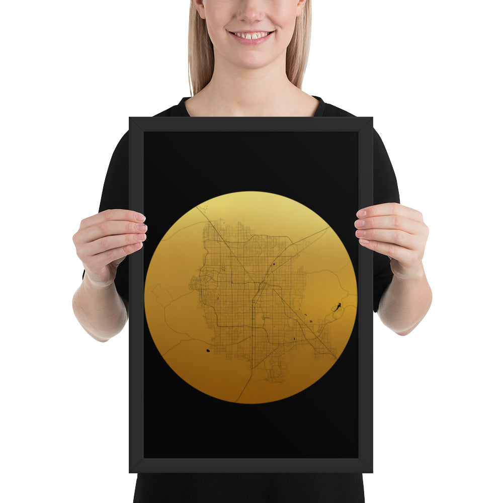 Las Vegas Gold on Black Framed Map