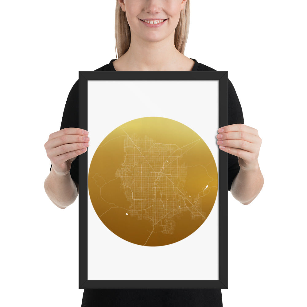 Las Vegas Gold on White Framed Map