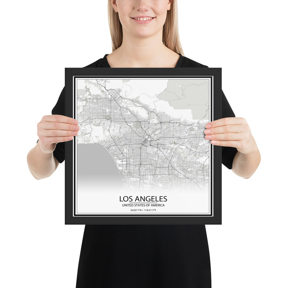 Los Angeles White Framed Map