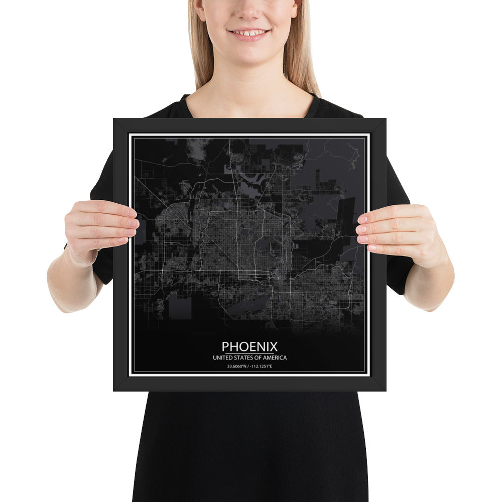 Phoenix Black Framed Map