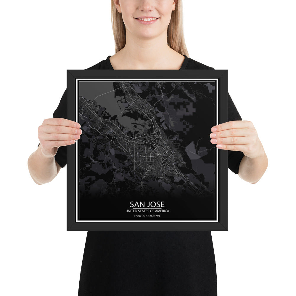 San Jose Black Framed Map