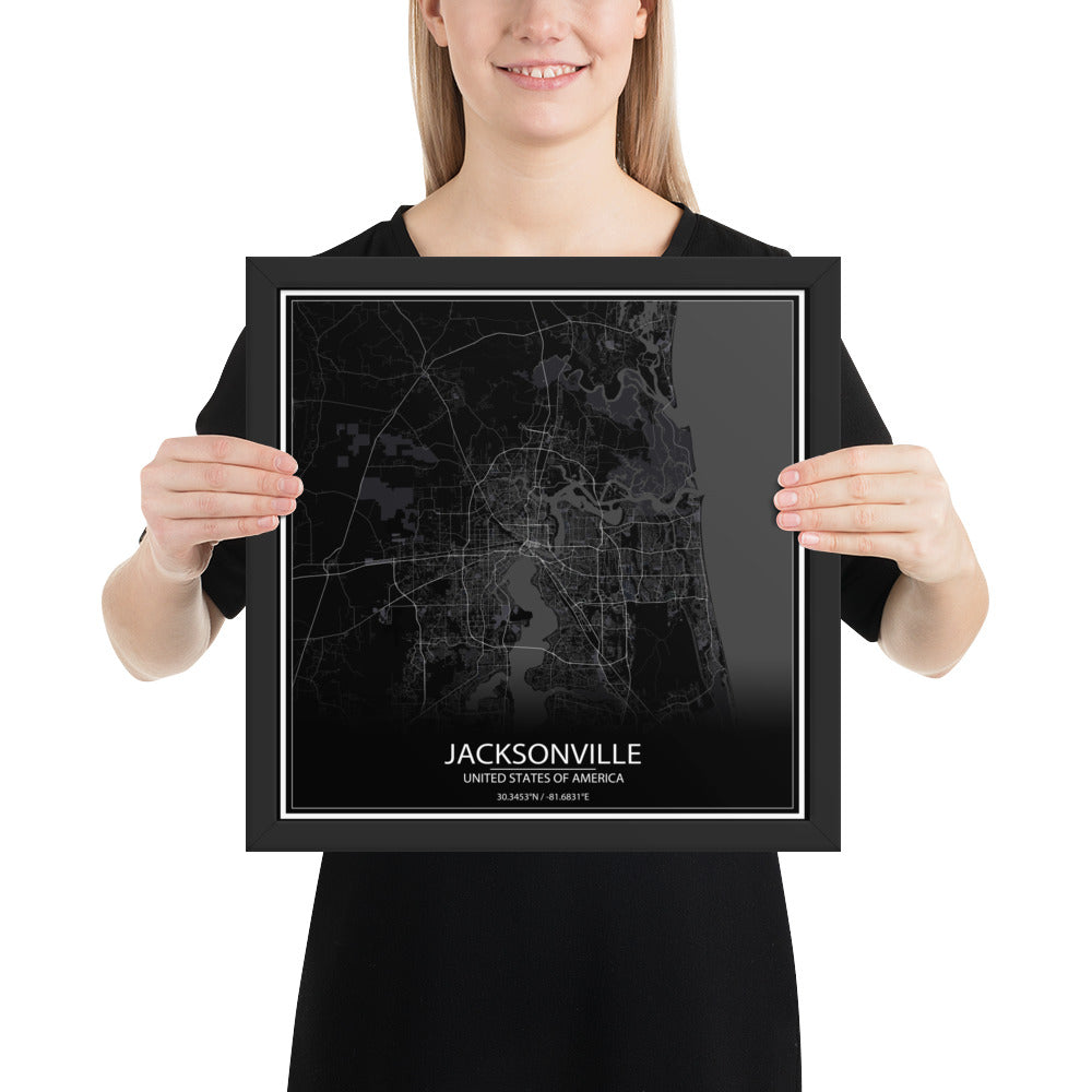 Jacksonville Black Framed Map