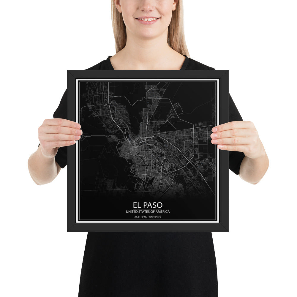 El Paso Black Framed Map