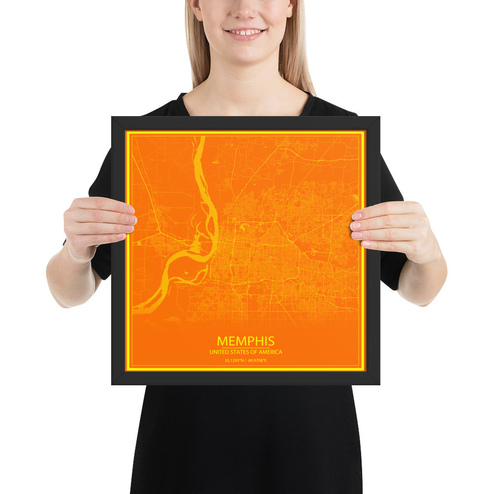 Memphis Orange and Yellow Framed Map