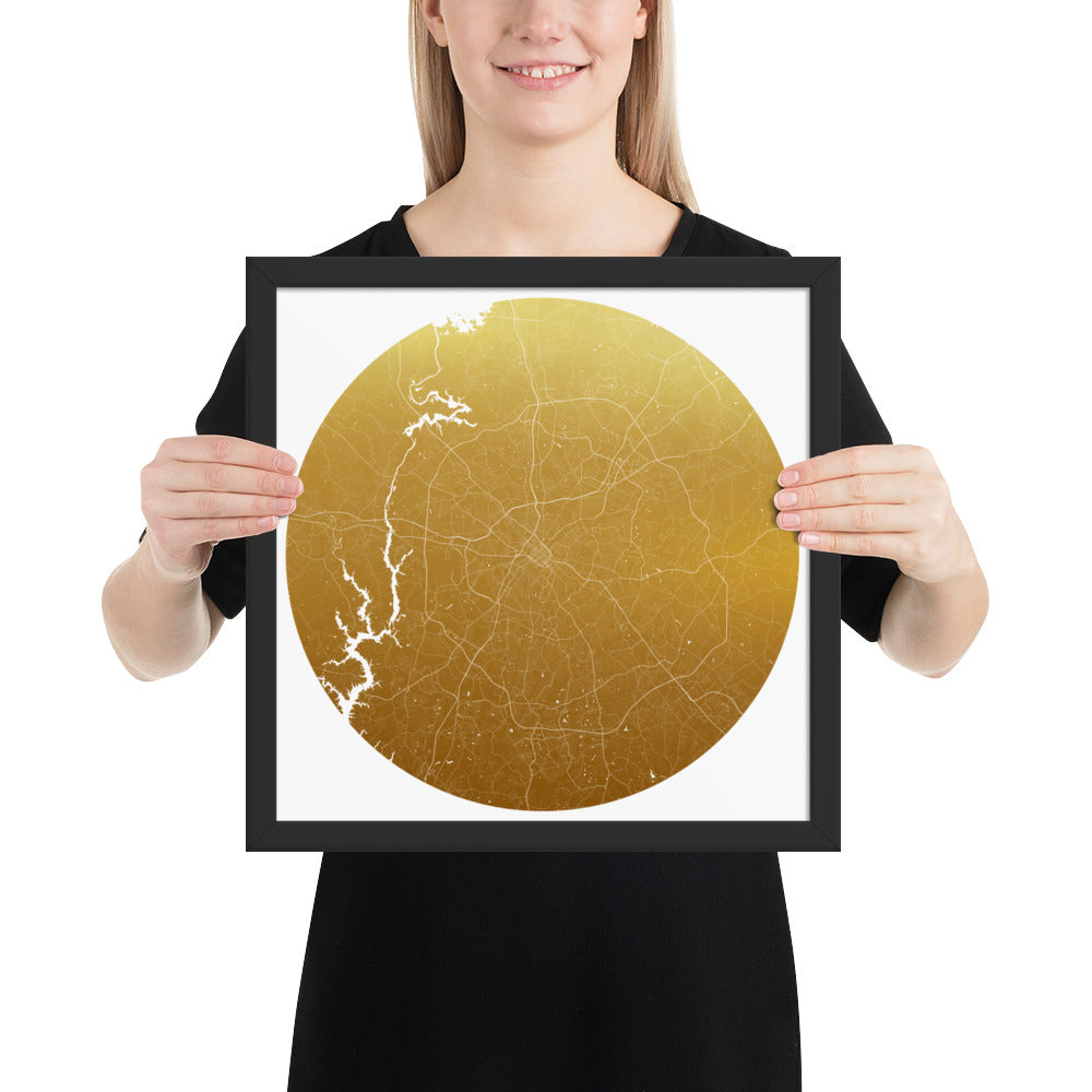 Charlotte Gold on White Framed Map