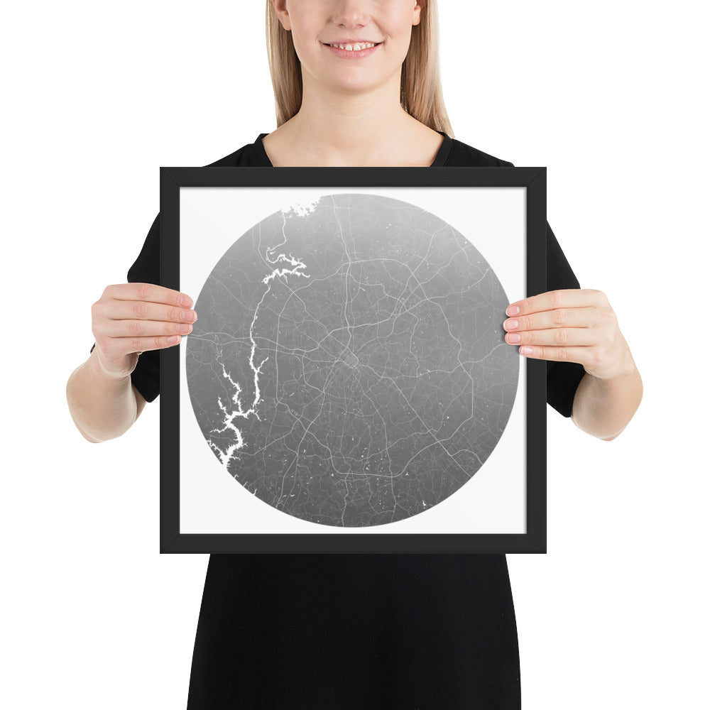 Charlotte Silver on White Framed Map