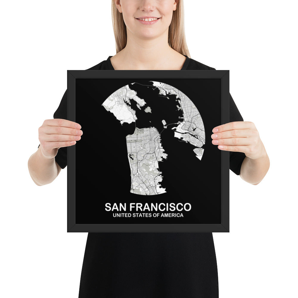 San Francisco Circular White Framed Map