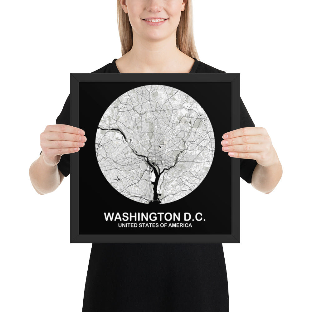 Washington, D.C. Circular White Framed Map