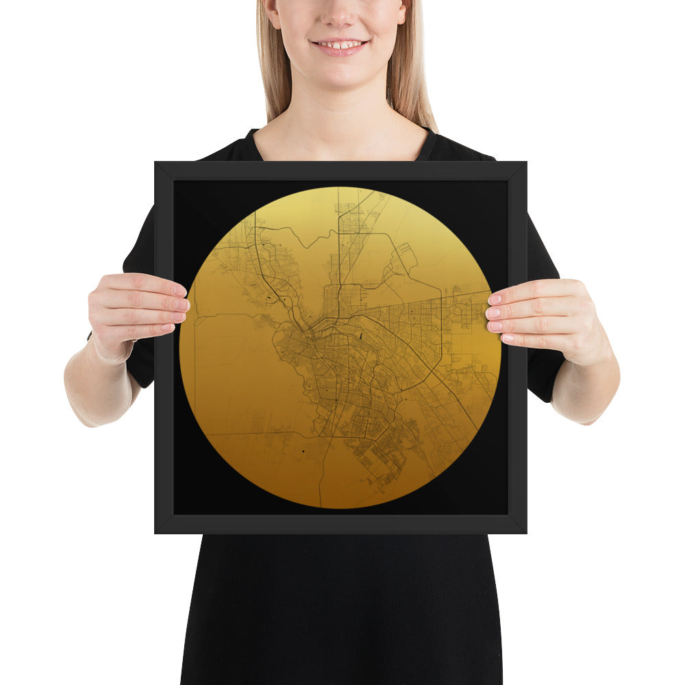 El Paso Gold on Black Framed Map