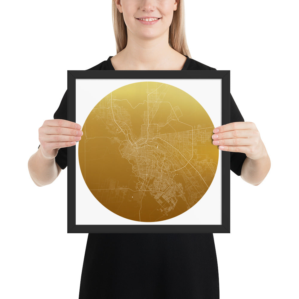 El Paso Gold on White Framed Map