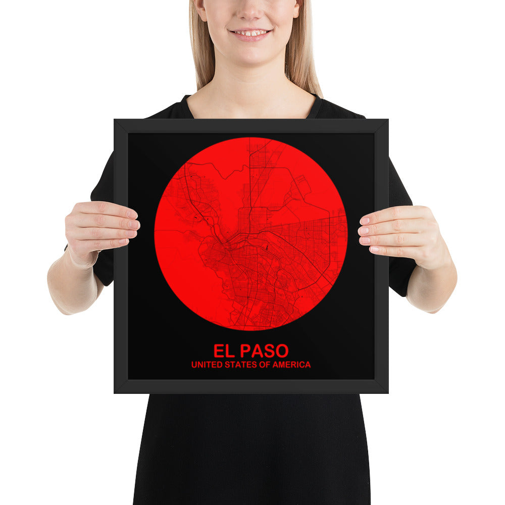 El Paso Circular Red Framed Map