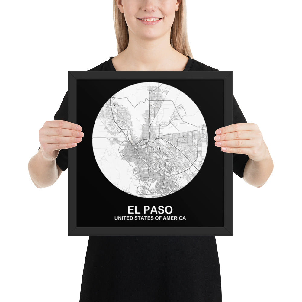 El Paso Circular White Framed Map