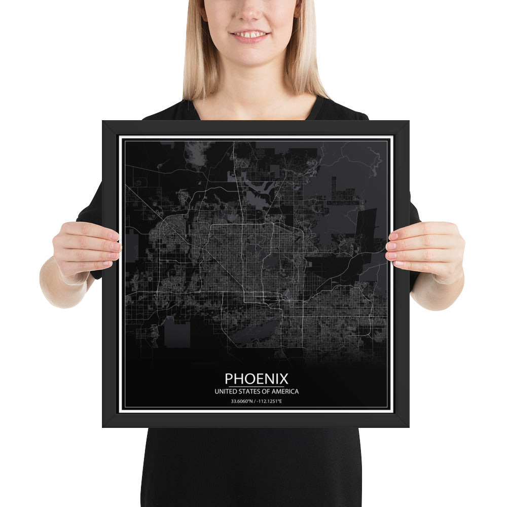 Phoenix Black Framed Map