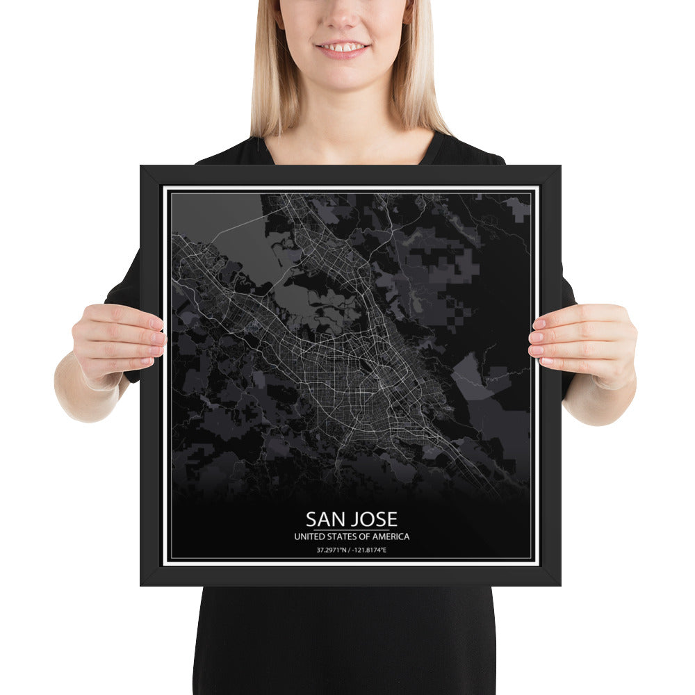 San Jose Black Framed Map